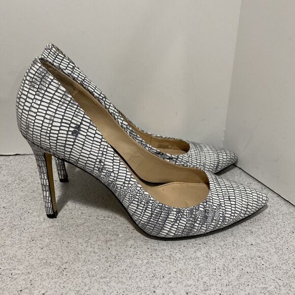 Banana Republic high heel pumps US size 9M white gray textured stilettos shoes - Picture 4 of 10